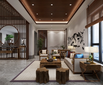 New Chinese Style A Living Room-ID:904365063