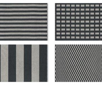 现代高级黑白灰几何条纹地毯组合-ID:804610323