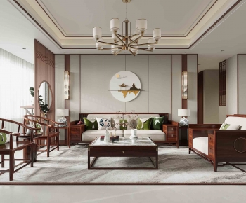 New Chinese Style A Living Room-ID:836143974