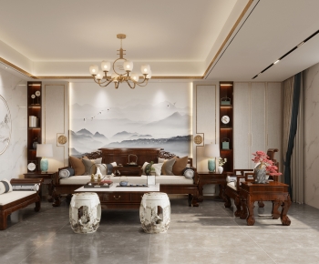 New Chinese Style A Living Room-ID:347311027