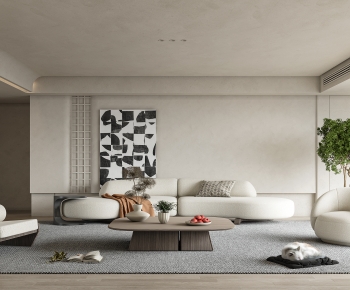 Modern Wabi-sabi Style A Living Room-ID:423347959