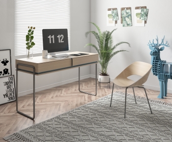 Nordic Style Computer Desk And Chair-ID:363615049