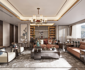 New Chinese Style A Living Room-ID:798533928