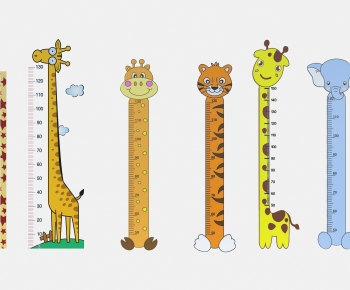 现代儿童房卡通造型长颈鹿量尺身高尺身高标尺墙贴-ID:245174882
