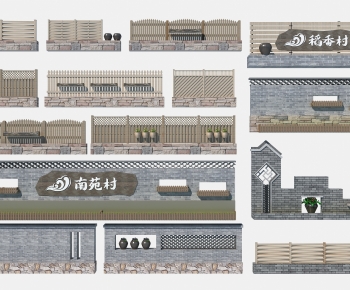中式民俗景墙，乡村文化景墙-ID:412415039