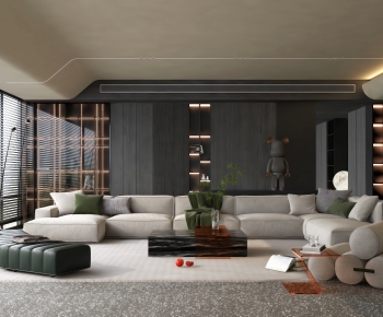 Modern Wabi-sabi Style A Living Room-ID:344923026