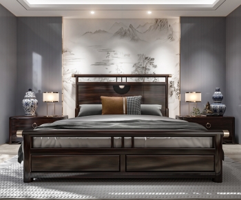 New Chinese Style Double Bed-ID:547061018