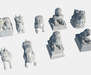新中式石狮子石雕小品-ID:977539061
