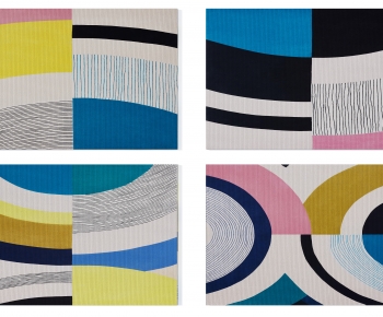 现代彩色几何抽象图案地毯组合-ID:161433949