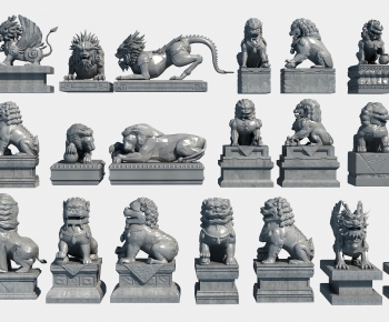 新中式石狮子石雕小品-ID:579233884