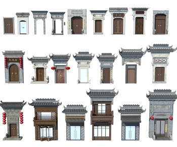 中式徽派建筑片墙，马头墙门头-ID:826781995