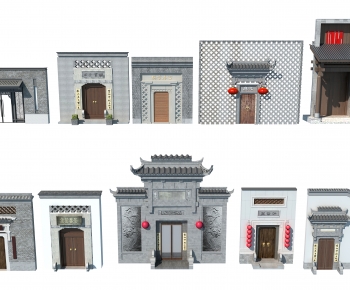 中式徽派建筑片墙，马头墙门面门头-ID:422677045