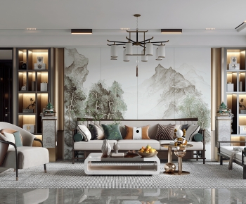 New Chinese Style A Living Room-ID:664345035