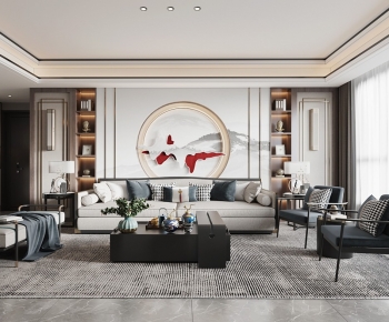 New Chinese Style A Living Room-ID:900348909