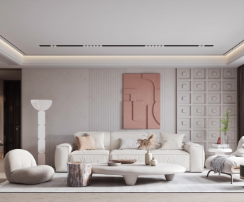 Modern Wabi-sabi Style A Living Room-ID:881362924