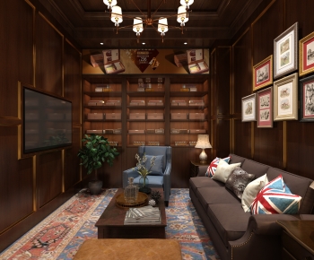 American Style Office Living Room-ID:634454015