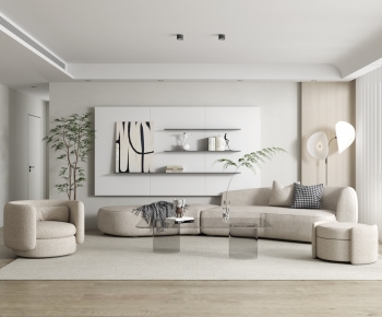 Modern Wabi-sabi Style A Living Room-ID:601876974