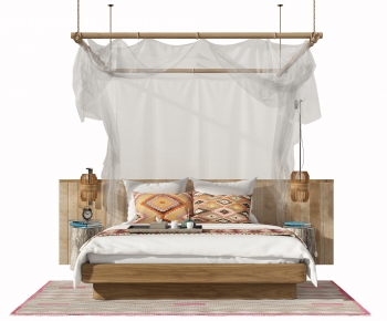 Nordic Style Southeast Asian Style Double Bed-ID:357666027