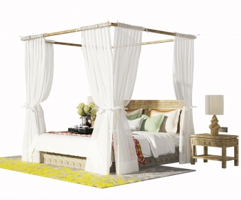Southeast Asian Style New Chinese Style Double Bed-ID:904488095