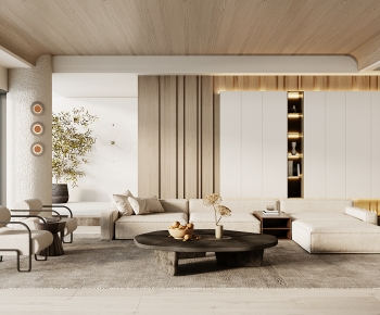 Modern Wabi-sabi Style A Living Room-ID:166264062