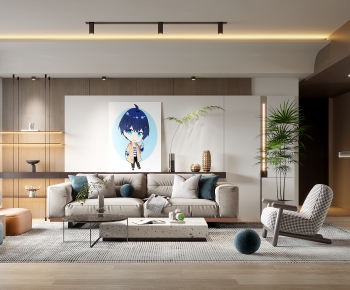 Modern Wabi-sabi Style A Living Room-ID:850337985