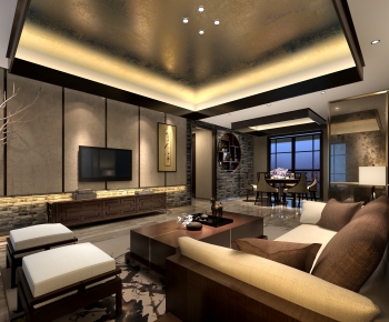 New Chinese Style A Living Room-ID:778064976