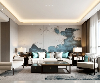 New Chinese Style A Living Room-ID:544378048