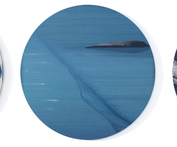 现代深蓝色抽象图案圆形地毯组合-ID:744621998