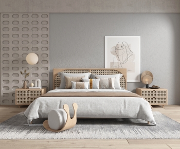 Wabi-sabi Style Double Bed-ID:271354918
