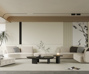 Modern Wabi-sabi Style A Living Room-ID:581419946