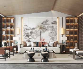 New Chinese Style A Living Room-ID:667319064