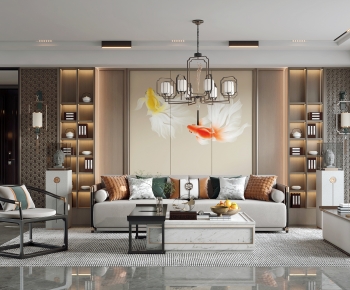 New Chinese Style A Living Room-ID:615269906