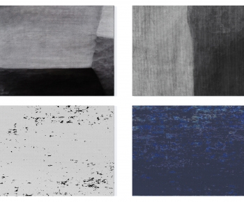 现代黑白灰蓝色抽象图案地毯组合-ID:253127106
