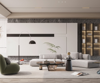 Modern Wabi-sabi Style A Living Room-ID:299844038