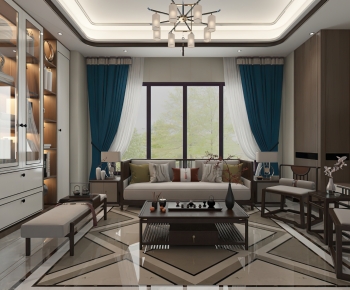 New Chinese Style A Living Room-ID:366909036