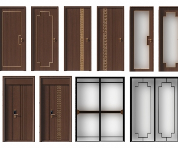New Chinese Style Unequal Double Door-ID:908163077