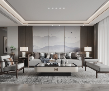 New Chinese Style A Living Room-ID:158839944