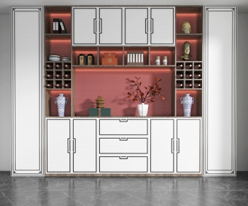 New Chinese Style Wine Cabinet-ID:971637013