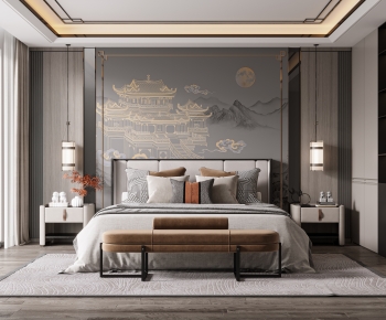 New Chinese Style Bedroom-ID:223340991