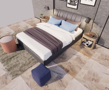 Modern Double Bed-ID:189750911