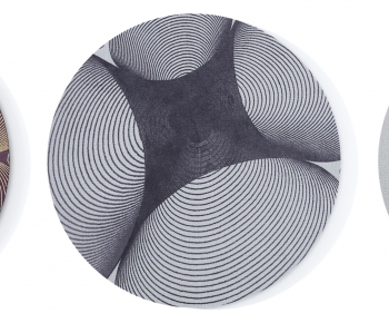 现代浅灰咖色抽象图案圆形地毯-ID:955770082