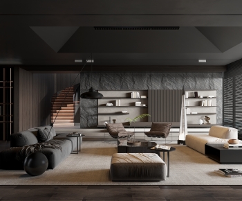 Modern Wabi-sabi Style A Living Room-ID:784739028