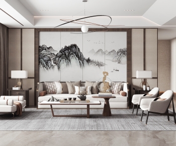 New Chinese Style A Living Room-ID:378607036
