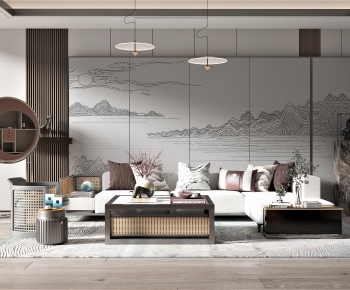New Chinese Style A Living Room-ID:132196906