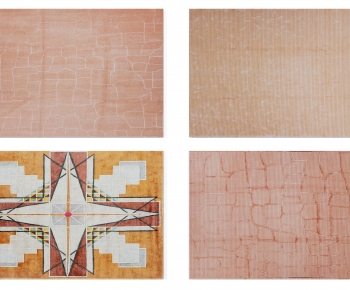 现代橘粉色抽象图案地毯组合-ID:440330032