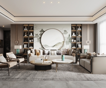 New Chinese Style A Living Room-ID:586225999
