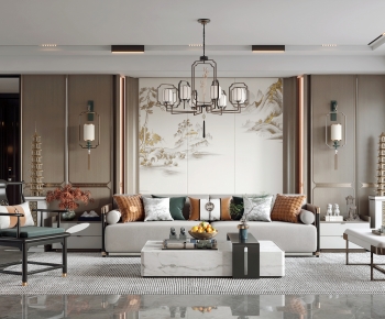 New Chinese Style A Living Room-ID:510688078