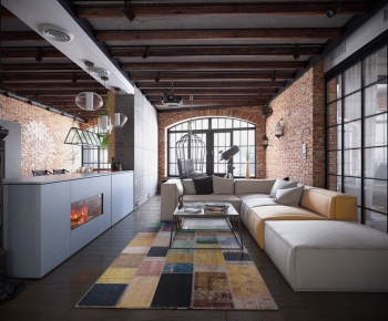Industrial Style A Living Room-ID:268805034