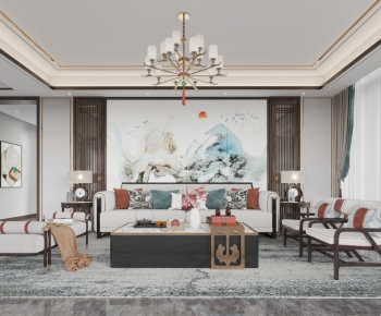 New Chinese Style A Living Room-ID:285104994