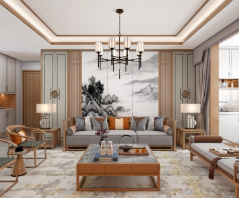 New Chinese Style A Living Room-ID:256036041